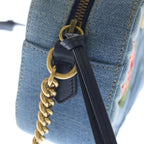 Gucci Marmont Quilted Flower Embroidery Small Shoulder Bag Indigo Blue Denim — view 7