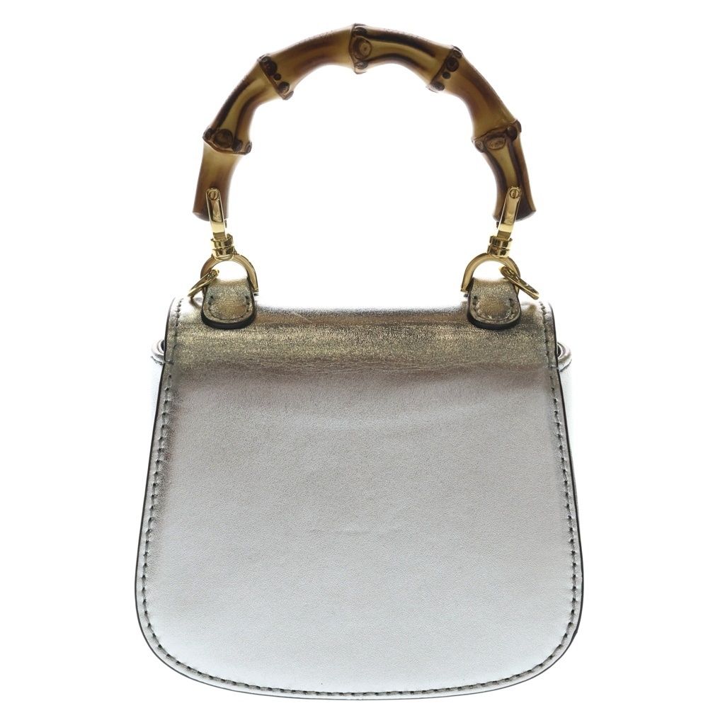 Gucci Bamboo Mini Leather 2-Way Shoulder Bag Silver — view 2