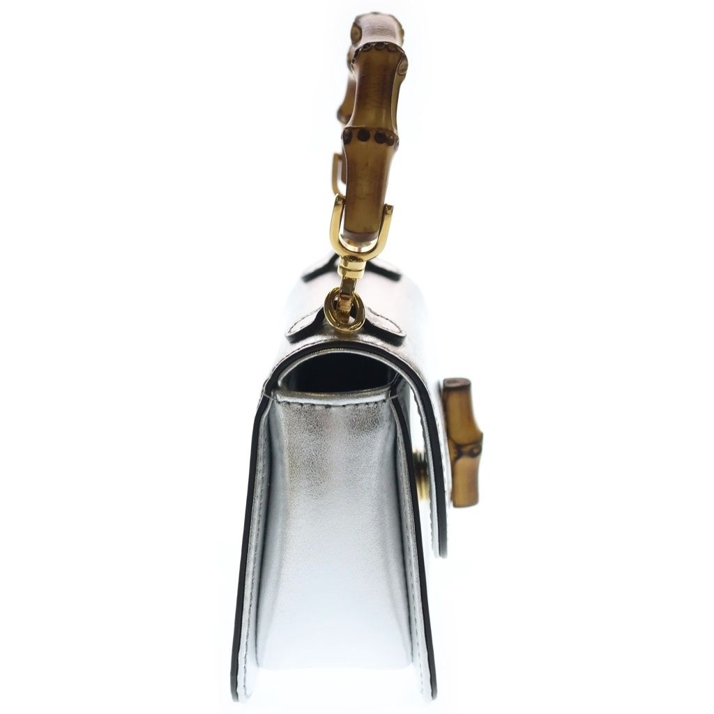 Gucci Bamboo Mini Leather 2-Way Shoulder Bag Silver — view 3