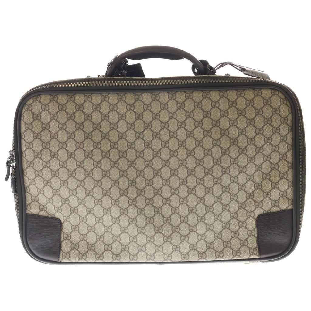 Gucci GG Canvas Sherry Line Suitcase Travel Bag Silver Beige — view 2