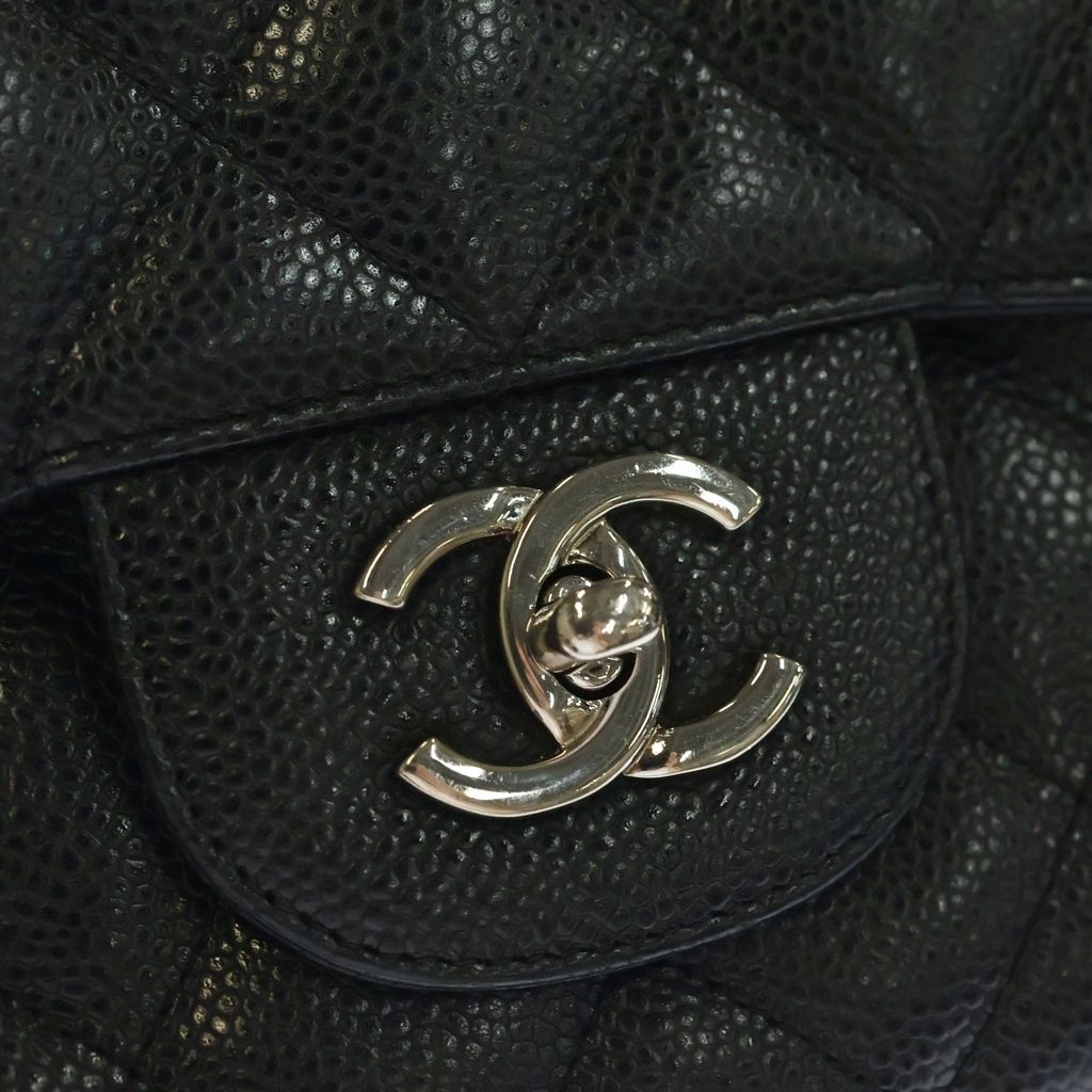 Chanel Maxi Quilted 30 S Flap Chain Shoulder Bag Black Caviar Leather Box Card — view 6