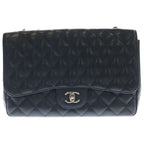 Chanel Maxi Quilted 30 S Flap Chain Shoulder Bag Black Caviar Leather Box Card