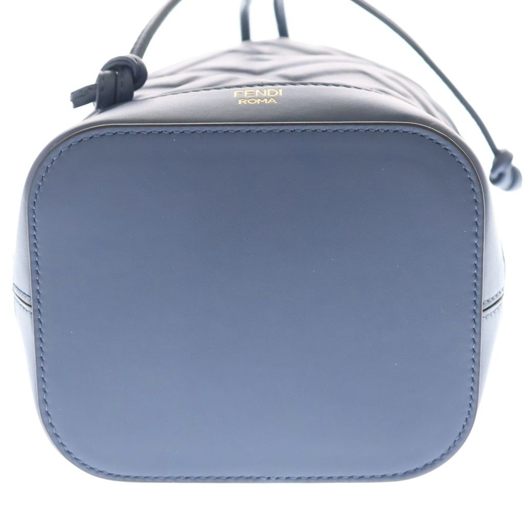 Fendi Montresor Mini Shoulder Bag Drawstring Blue Leather Gold — view 4