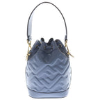 Fendi Montresor Mini Shoulder Bag Drawstring Blue Leather Gold — view 2