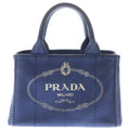 Prada Canapa Triangle Logo Canvas Shoulder Bag Navy