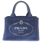 Prada Canapa Triangle Logo Canvas Shoulder Bag Navy