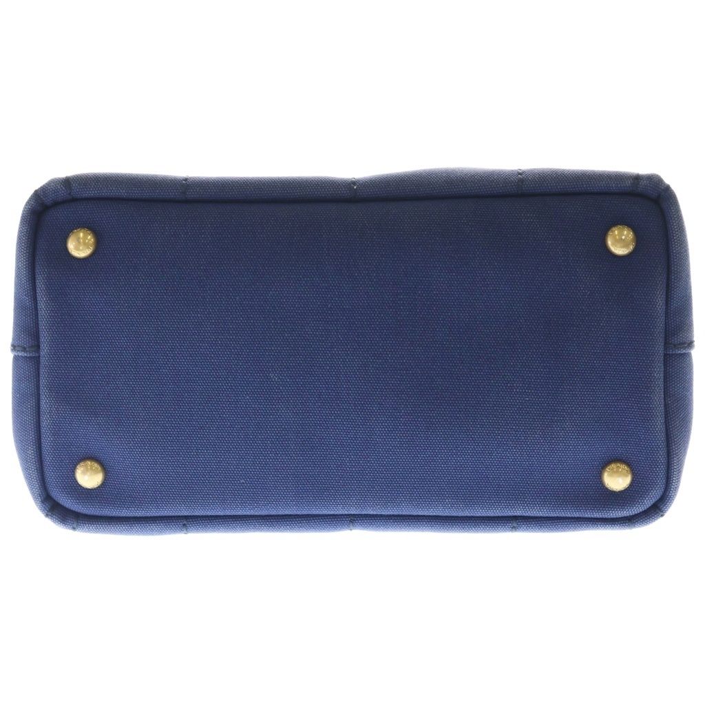 Prada Canapa Triangle Logo Canvas Shoulder Bag Navy — view 4