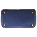 Prada Canapa Triangle Logo Canvas Shoulder Bag Navy — view 4