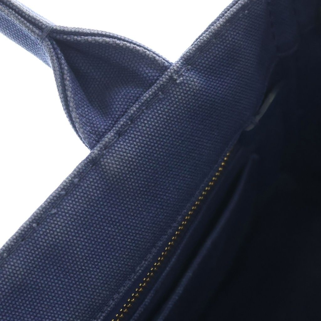 Prada Canapa Triangle Logo Canvas Shoulder Bag Navy — view 8