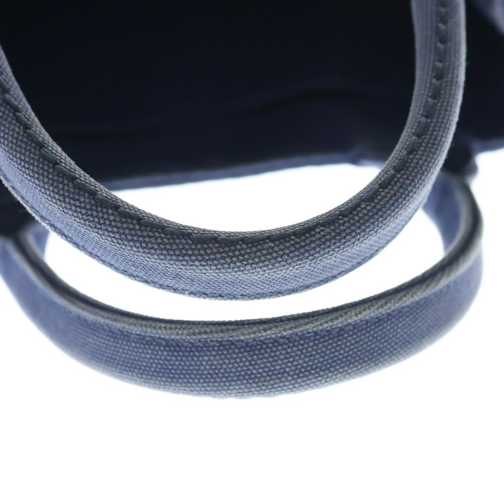 Prada Canapa Triangle Logo Canvas Shoulder Bag Navy — view 6