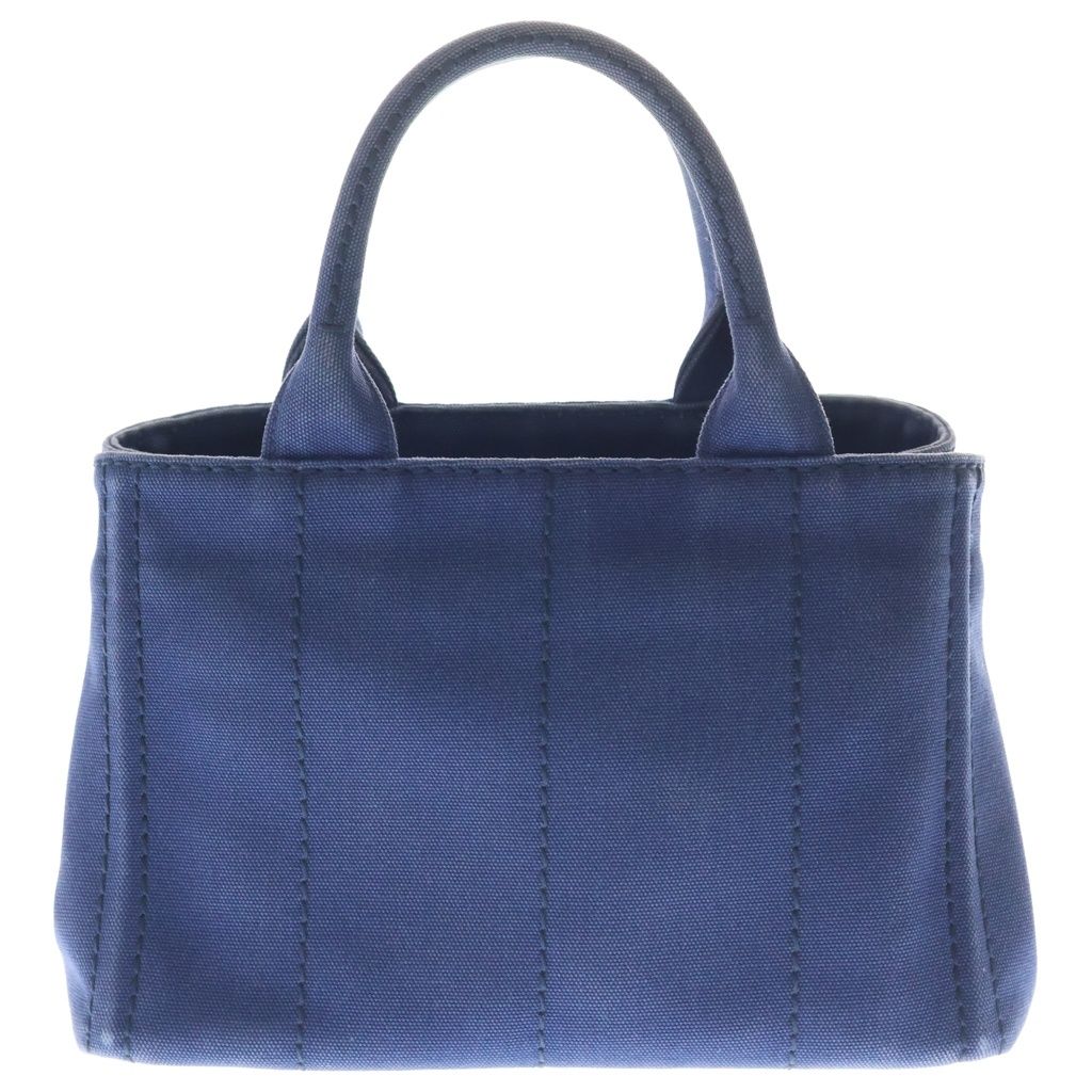 Prada Canapa Triangle Logo Canvas Shoulder Bag Navy — view 2