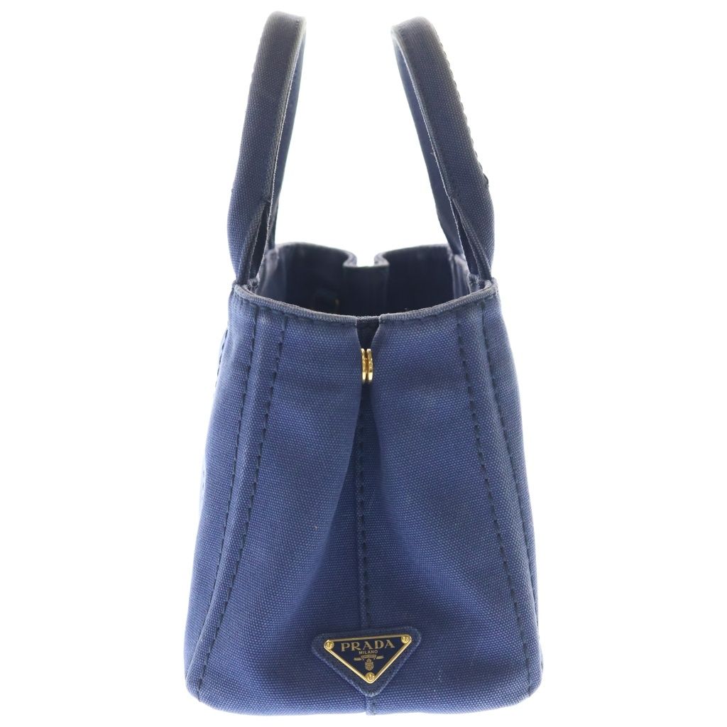 Prada Canapa Triangle Logo Canvas Shoulder Bag Navy — view 3