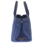 Prada Canapa Triangle Logo Canvas Shoulder Bag Navy — view 3