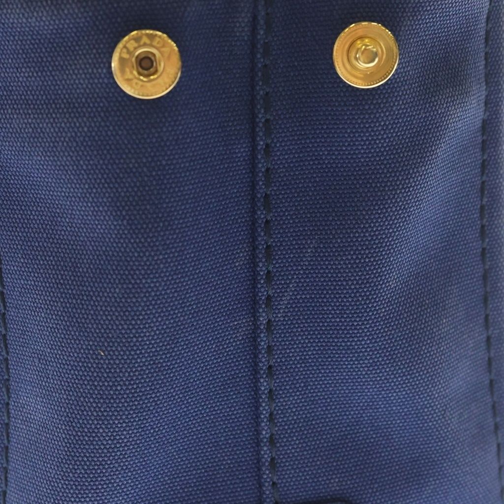 Prada Canapa Triangle Logo Canvas Shoulder Bag Navy — view 7