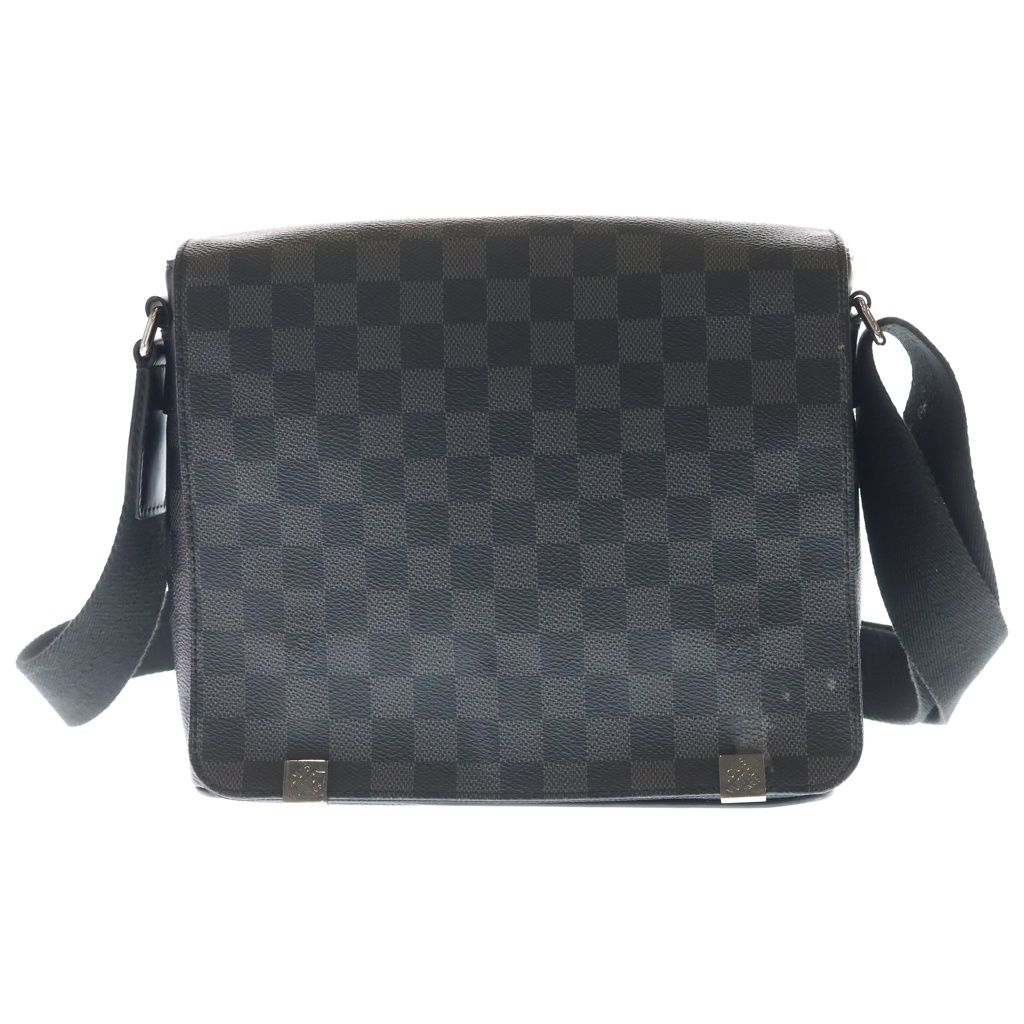 Louis Vuitton District PM Damier Graphite Leather Shoulder Bag Black