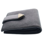 Prada Saffiano Compact Wallet Bifold Leather Black — view 3