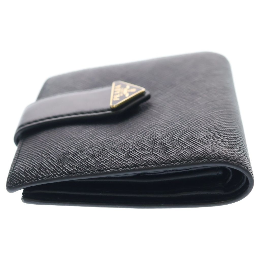 Prada Saffiano Compact Wallet Bifold Leather Black — view 3