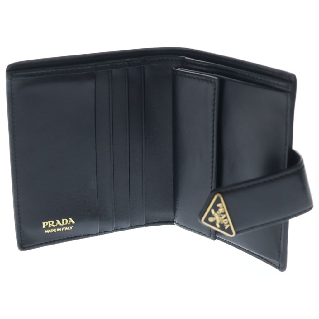 Prada Saffiano Compact Wallet Bifold Leather Black — view 4