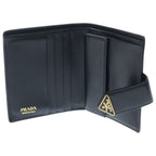 Prada Saffiano Compact Wallet Bifold Leather Black — view 4