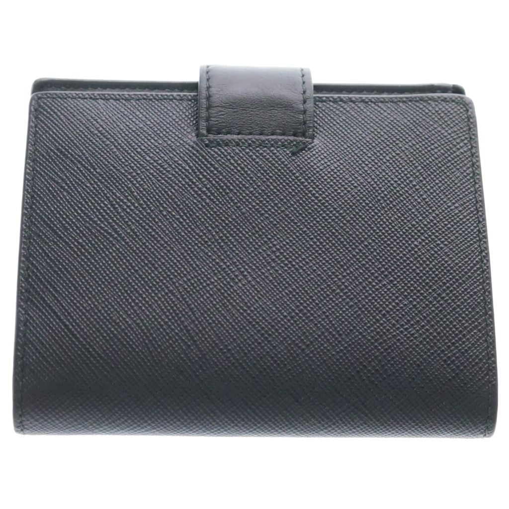 Prada Saffiano Compact Wallet Bifold Leather Black — view 2