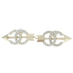 Chanel CC Logo Arrow Earrings Rhinestone Gold