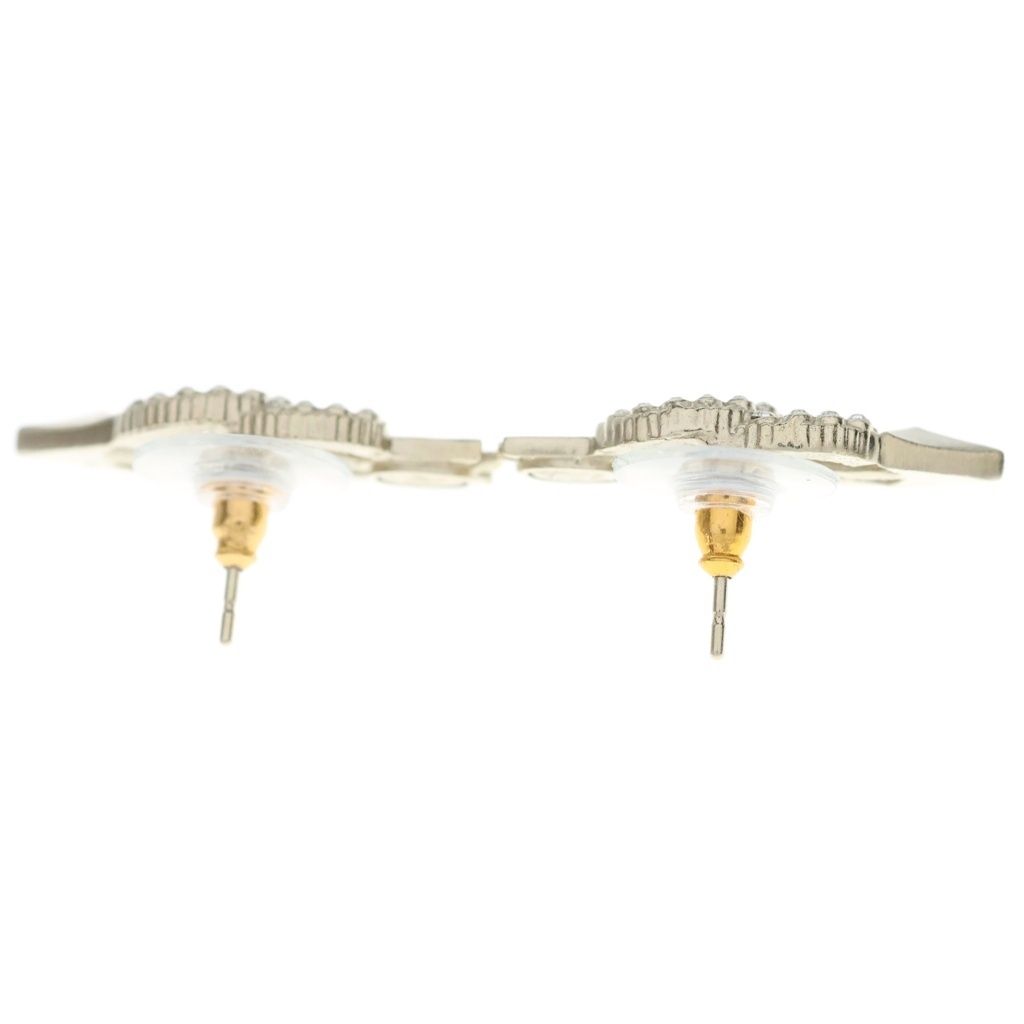 Chanel CC Logo Arrow Earrings Rhinestone Gold — view 2