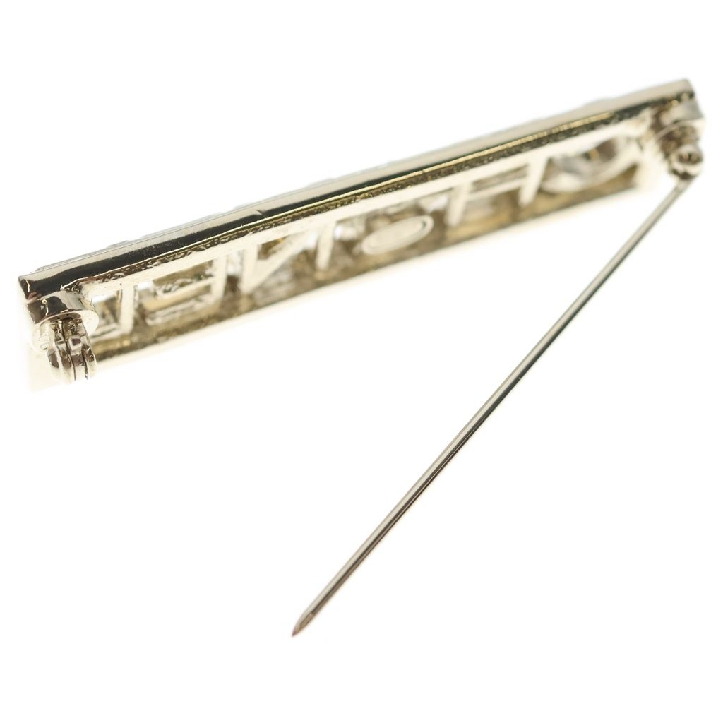 Chanel Rhinestone Logo Brooch Pin Badge Gold — view 6