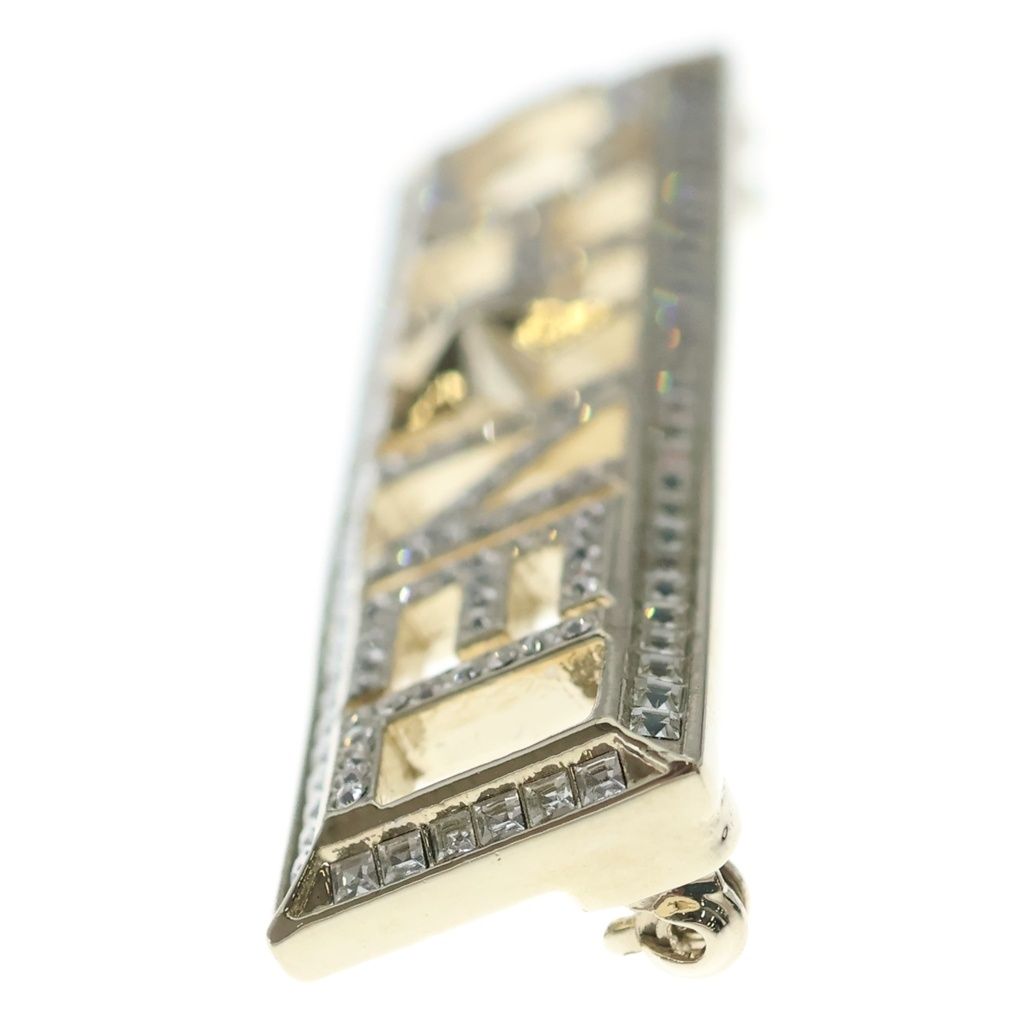 Chanel Rhinestone Logo Brooch Pin Badge Gold — view 4
