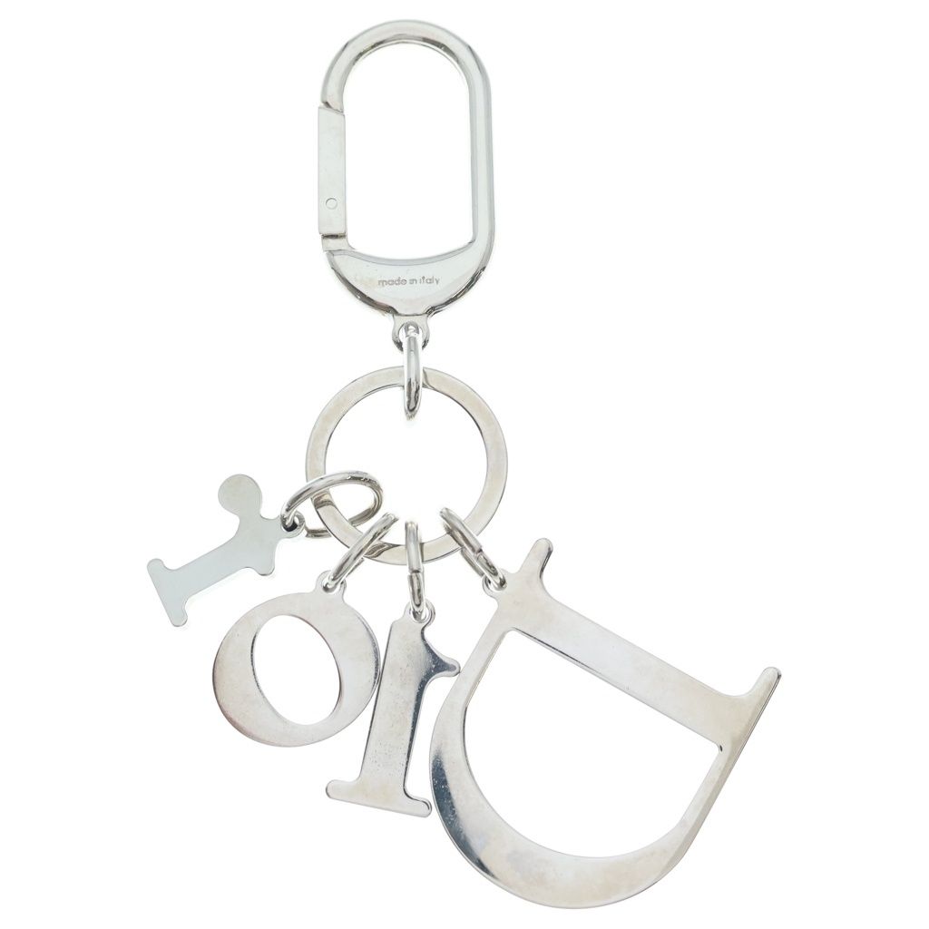 Dior Rhinestone Logo Key Holder Bag Charm Key Ring Silver — view 2