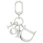 Dior Rhinestone Logo Key Holder Bag Charm Key Ring Silver — view 2