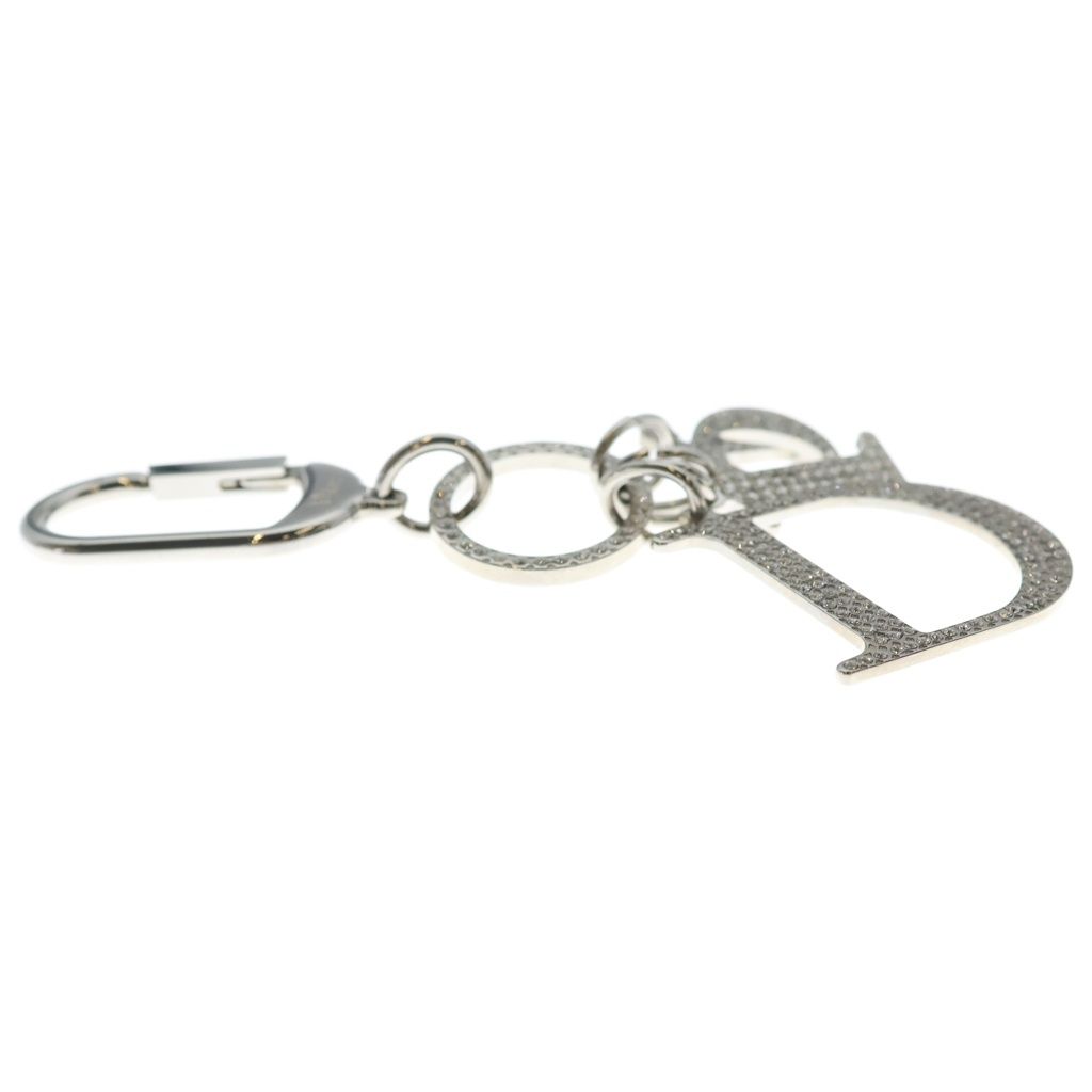 Dior Rhinestone Logo Key Holder Bag Charm Key Ring Silver — view 4