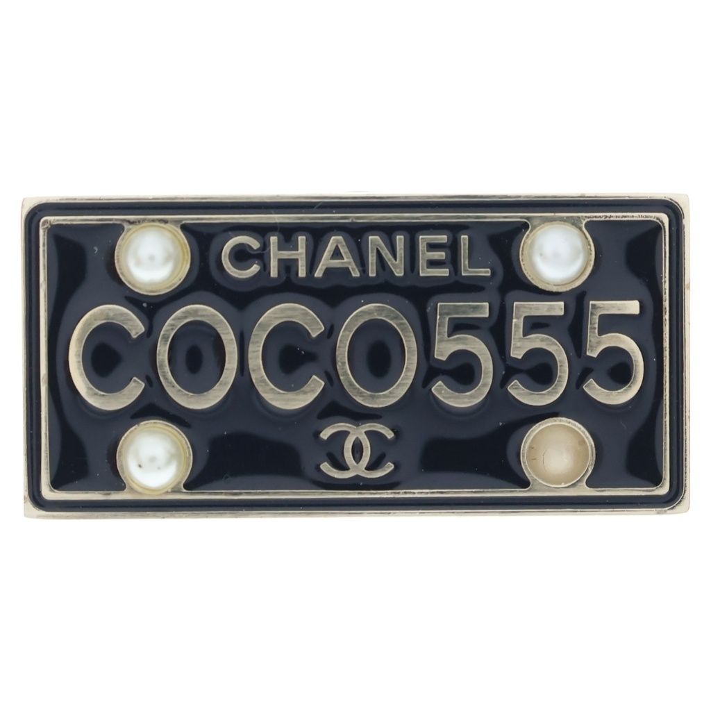 Chanel Brooch Pin Badge Black Gold 17c