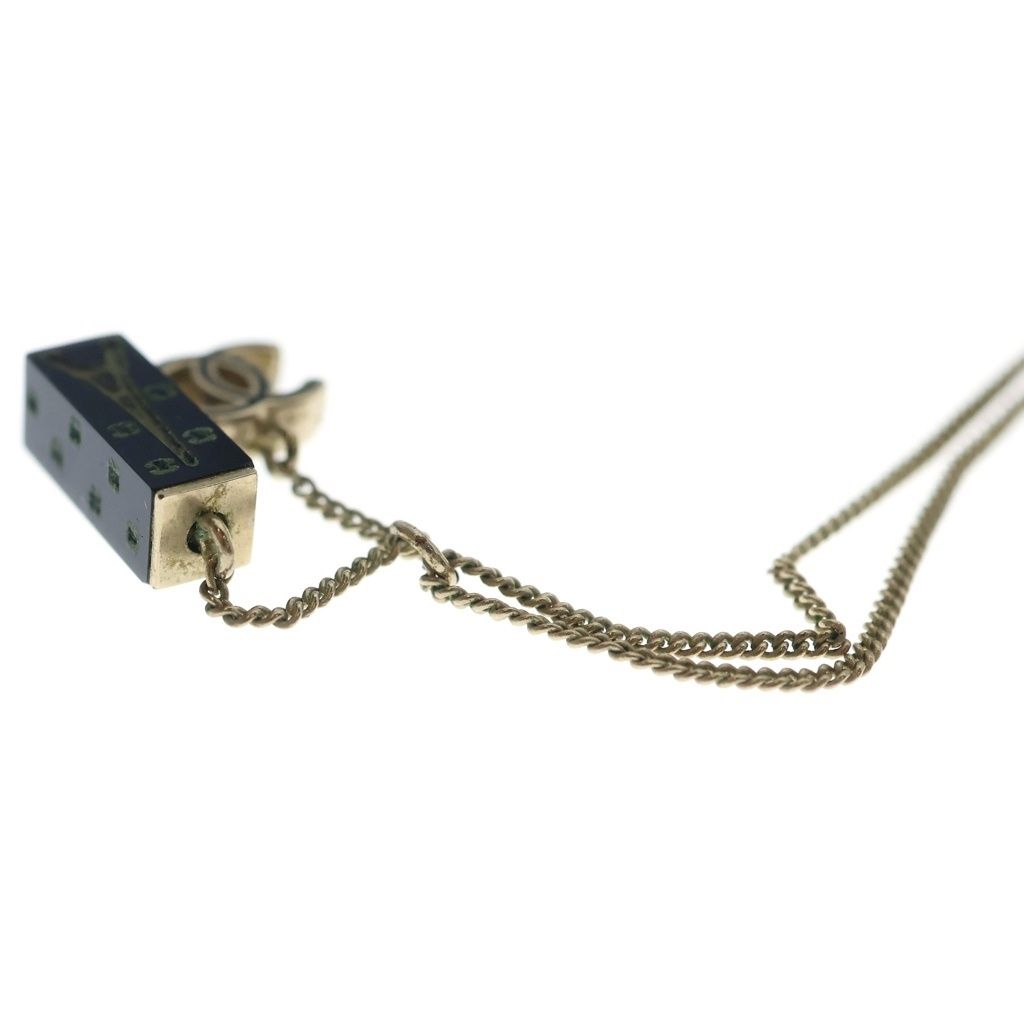 Chanel Eiffel Tower CC Logo Pendant Chain Gold Black — view 5