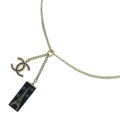 Chanel Eiffel Tower CC Logo Pendant Chain Gold Black