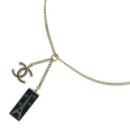 Chanel Eiffel Tower CC Logo Pendant Chain Gold Black