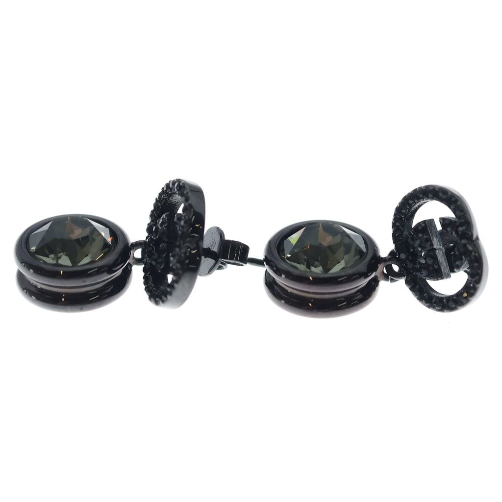 Gucci GG Logo Rhinestone Earrings Black — view 3