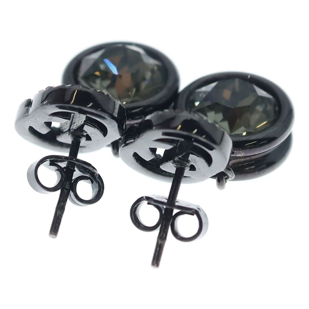 Gucci GG Logo Rhinestone Earrings Black — view 2