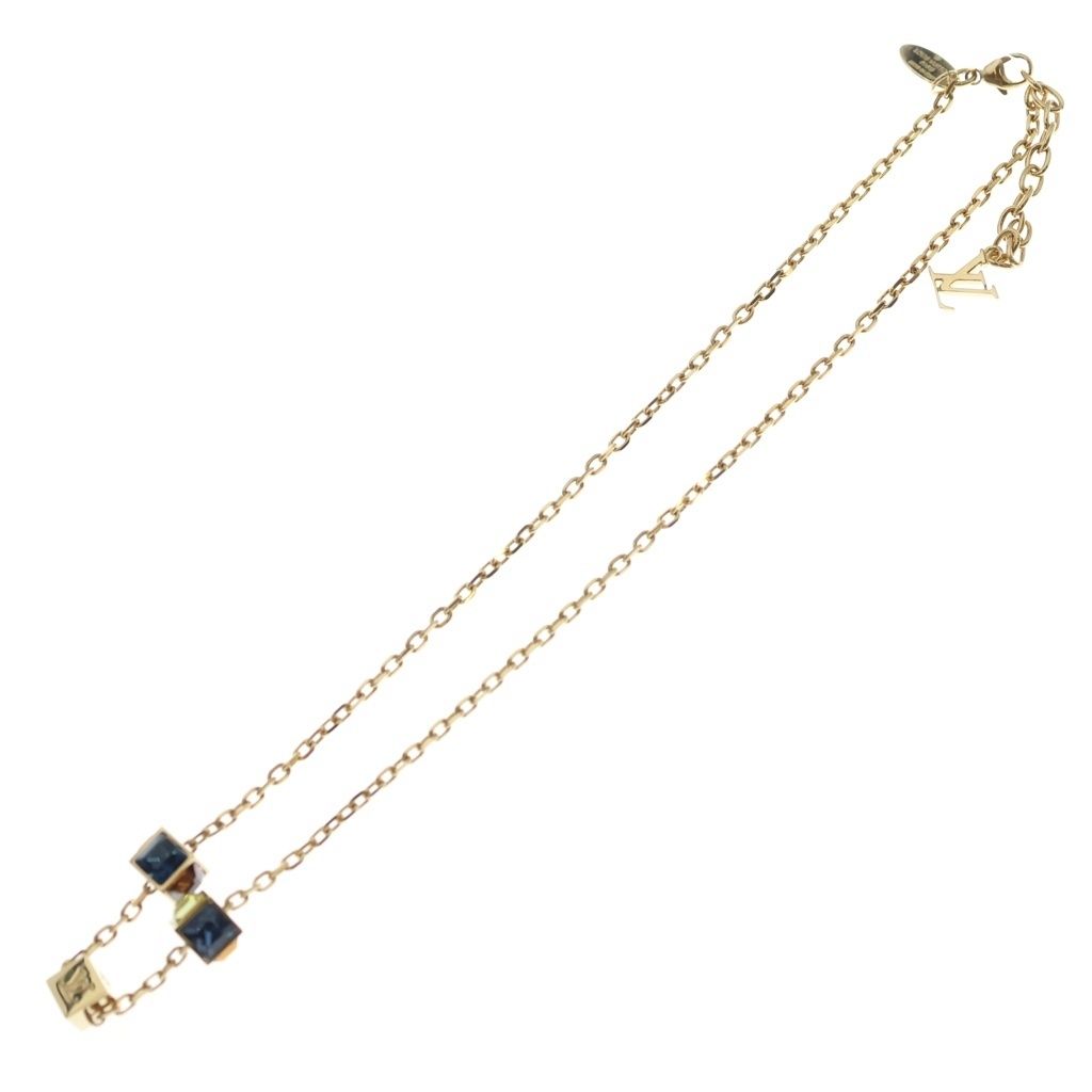 Louis Vuitton Collier Gamble Pendant Chain Gold Blue — view 2