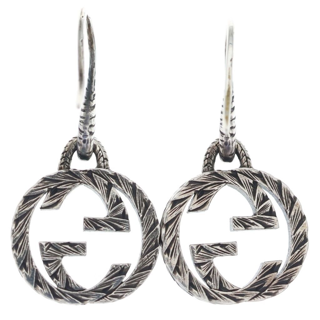 Gucci GG Logo Arabesque Hook Earrings Silver — view 2