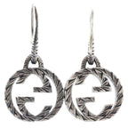 Gucci GG Logo Arabesque Hook Earrings Silver — view 2