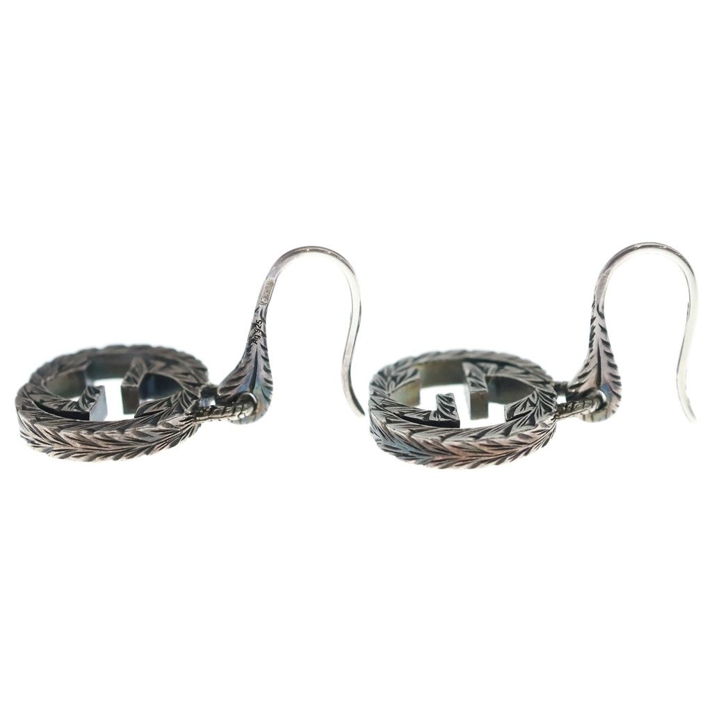 Gucci GG Logo Arabesque Hook Earrings Silver — view 3
