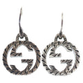 Gucci GG Logo Arabesque Hook Earrings Silver