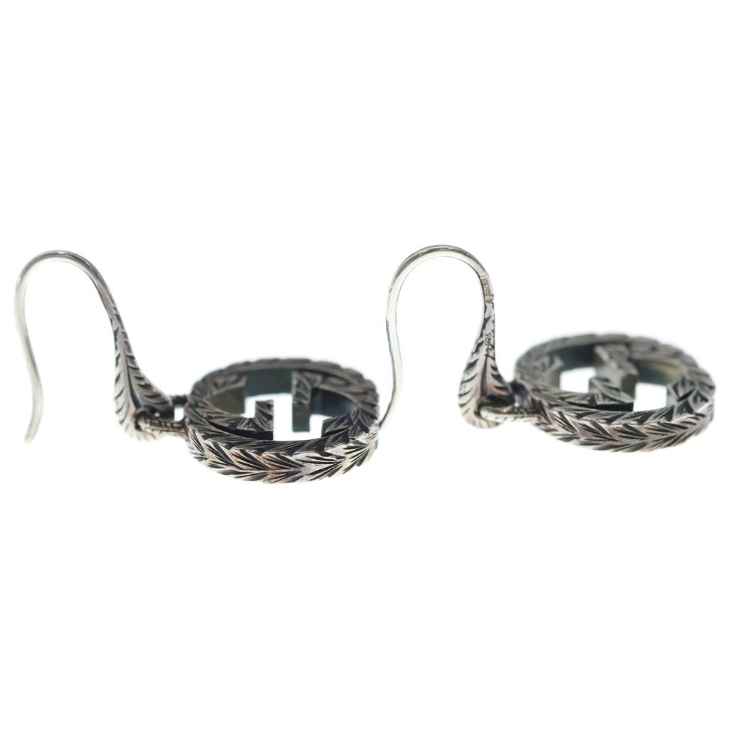 Gucci GG Logo Arabesque Hook Earrings Silver — view 4