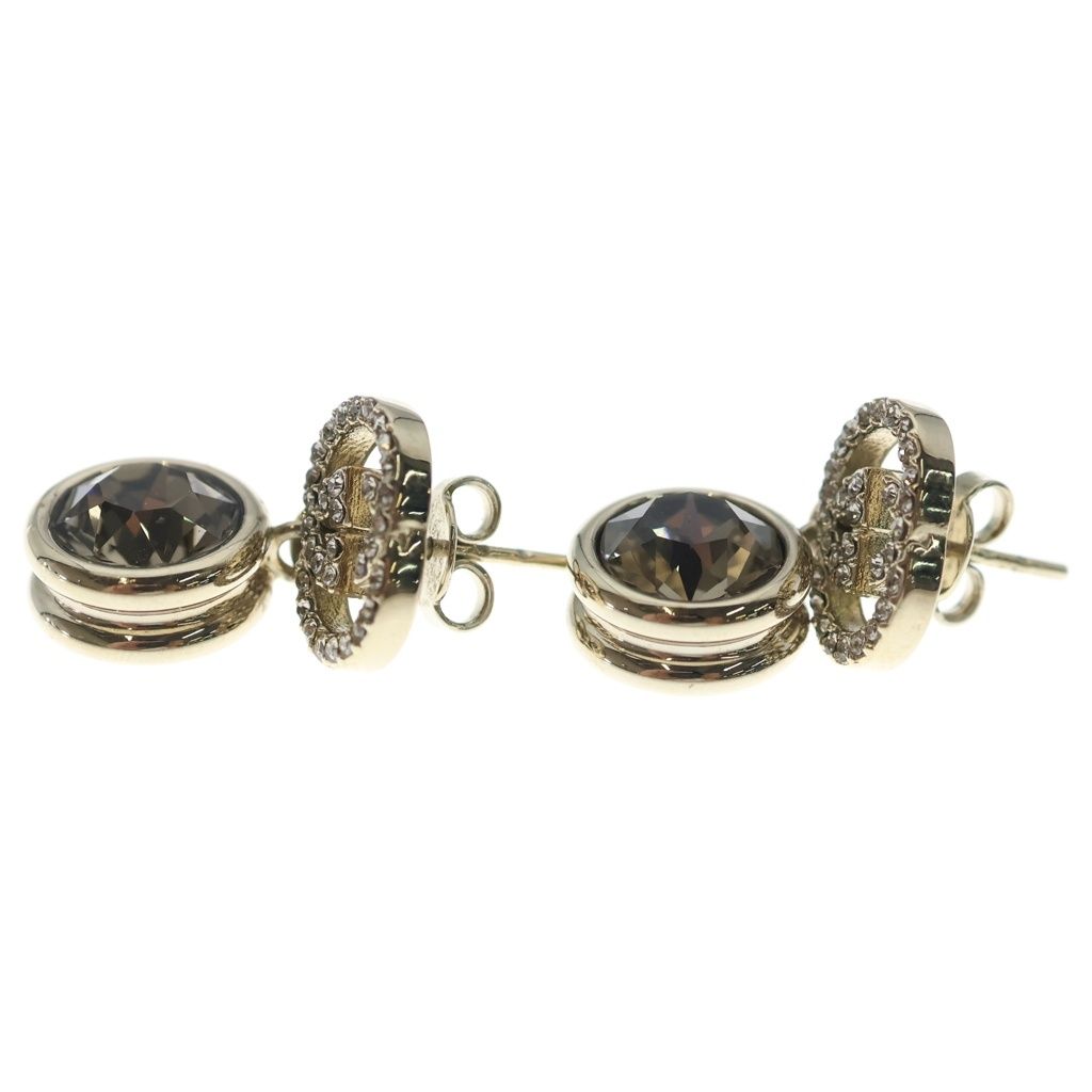 Gucci GG Logo Rhinestone Earrings Gold — view 3