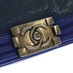 Chanel Boy CC Logo Chain Shoulder Vintage Blue — view 6