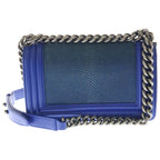 Chanel Boy CC Logo Chain Shoulder Vintage Blue — view 2