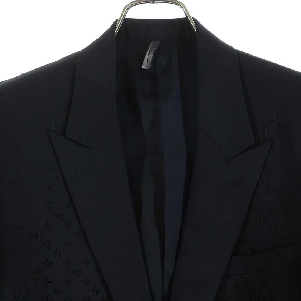 Dior Homme Chris Era Embroidery Peaked Lapel Tailored Jacket Black — view 3