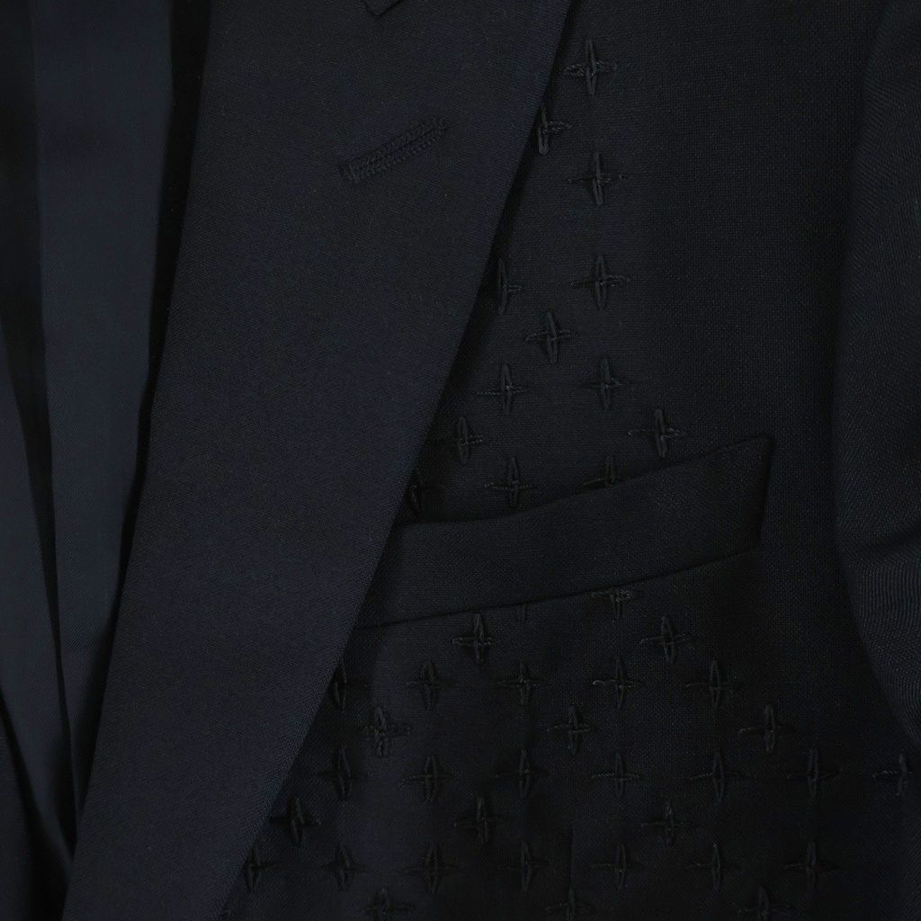 Dior Homme Chris Era Embroidery Peaked Lapel Tailored Jacket Black — view 4
