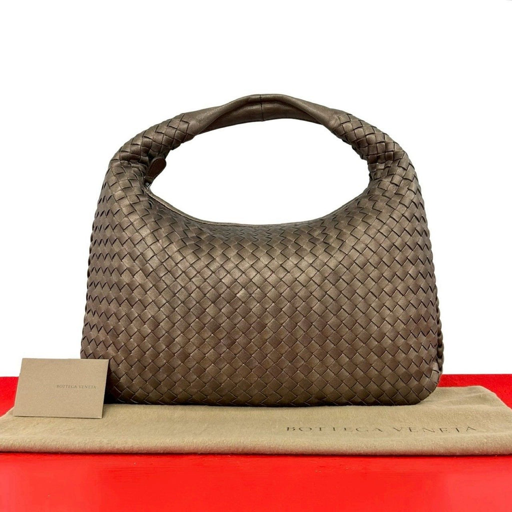 Bottega Veneta Hobo Intrecciato Leather Shoulder Bag Brown