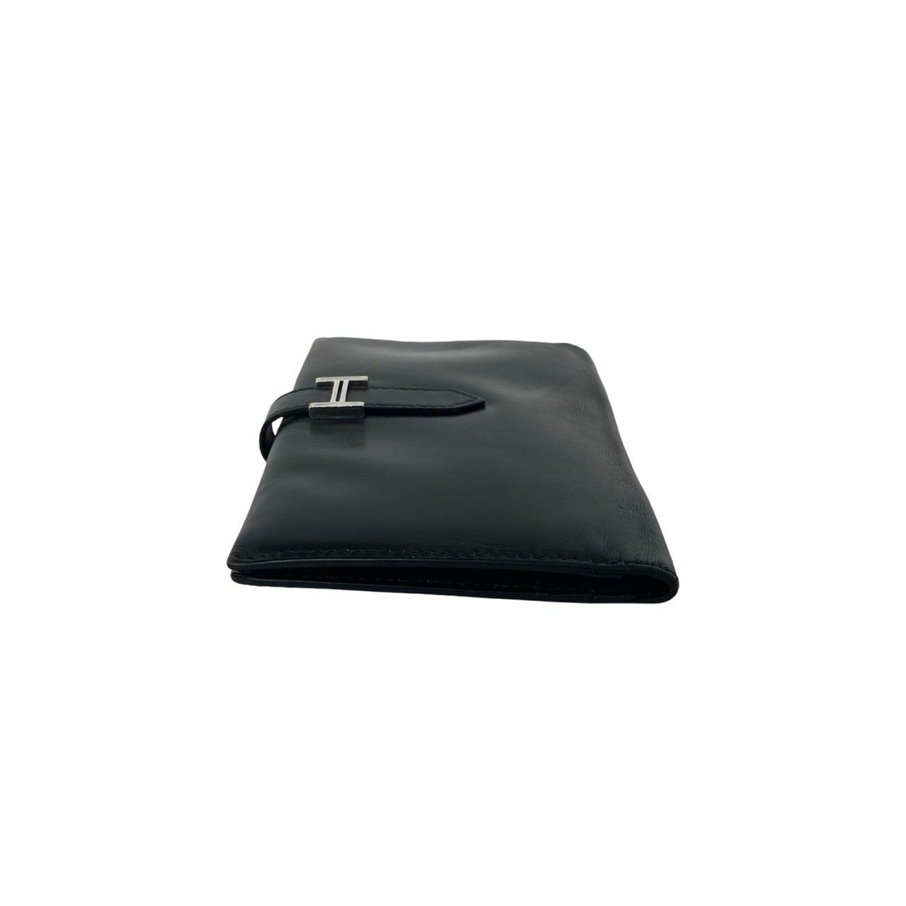 Hermes Bearn Box Calf Wallet Bifold Card Case Coin Purse Black — view 4